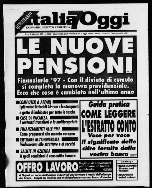 Italia oggi : quotidiano di economia finanza e politica